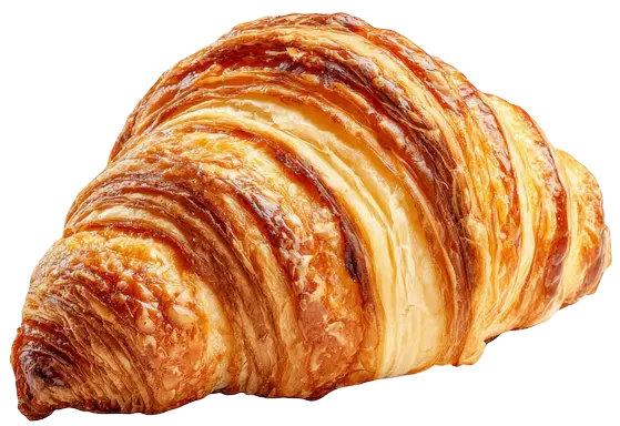 Freshly baked golden croissant from Blum's Brew bakery